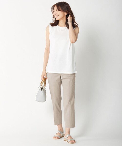 J.PRESS Ladies(J.プレス レディス)の「【WEB限定】防汚Tシャツ ノースリーブ(Tシャツ/カットソー・レディース・ベージュ系/ホワイト系・SMALL)」の5枚目の写真