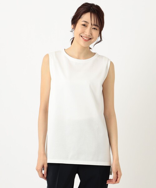 J.PRESS Ladies(J.プレス レディス)の「【WEB限定】防汚Tシャツ ノースリーブ(Tシャツ/カットソー・レディース・ベージュ系/ホワイト系・SMALL)」の9枚目の写真