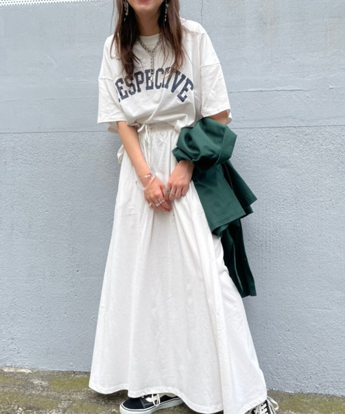WEGO(ウィゴー)の「WEGO/【ZOZOTOWN&一部店限定】コットンショートT&マキシスカート(Tシャツ/カットソー・レディース・ホワイト/スミクロ・FREE)」の1枚目の写真