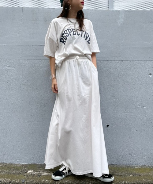 WEGO(ウィゴー)の「WEGO/【ZOZOTOWN&一部店限定】コットンショートT&マキシスカート(Tシャツ/カットソー・レディース・ホワイト/スミクロ・FREE)」の3枚目の写真