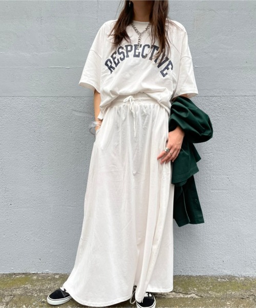 WEGO(ウィゴー)の「WEGO/【ZOZOTOWN&一部店限定】コットンショートT&マキシスカート(Tシャツ/カットソー・レディース・ホワイト/スミクロ・FREE)」の7枚目の写真