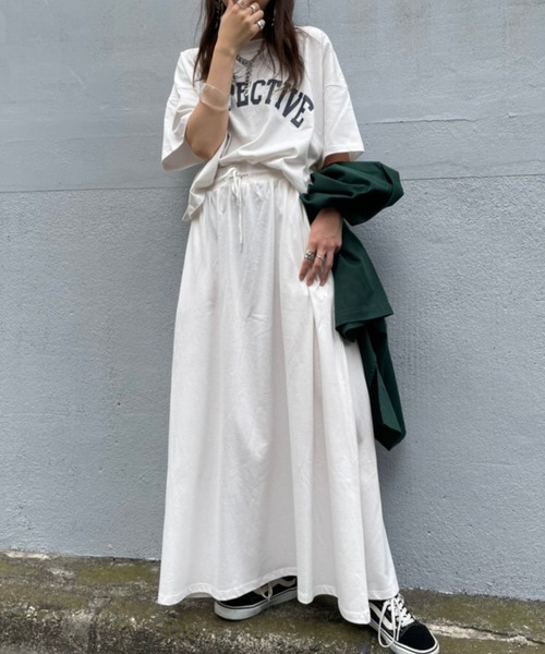 WEGO(ウィゴー)の「WEGO/【ZOZOTOWN&一部店限定】コットンショートT&マキシスカート(Tシャツ/カットソー・レディース・ホワイト/スミクロ・FREE)」の8枚目の写真
