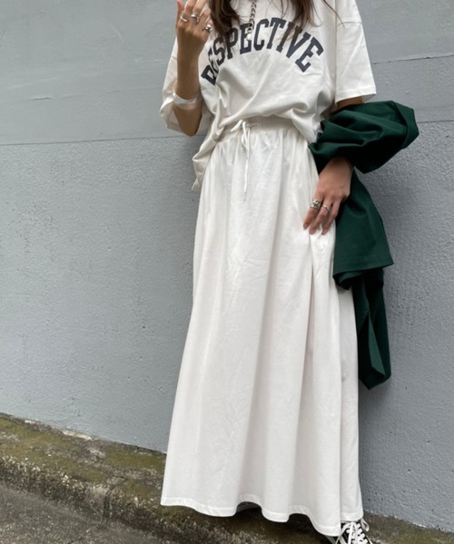 WEGO(ウィゴー)の「WEGO/【ZOZOTOWN&一部店限定】コットンショートT&マキシスカート(Tシャツ/カットソー・レディース・ホワイト/スミクロ・FREE)」の9枚目の写真