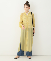 Simplicite | シアー楊柳ロングワンピース(シャツワンピース)