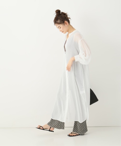 Simplicite（サンプリシテ）の「シアー楊柳ロングワンピース（シャツワンピース・レディース・ホワイト/イエロー/ブルー系その他・FREE）」の5枚目の写真