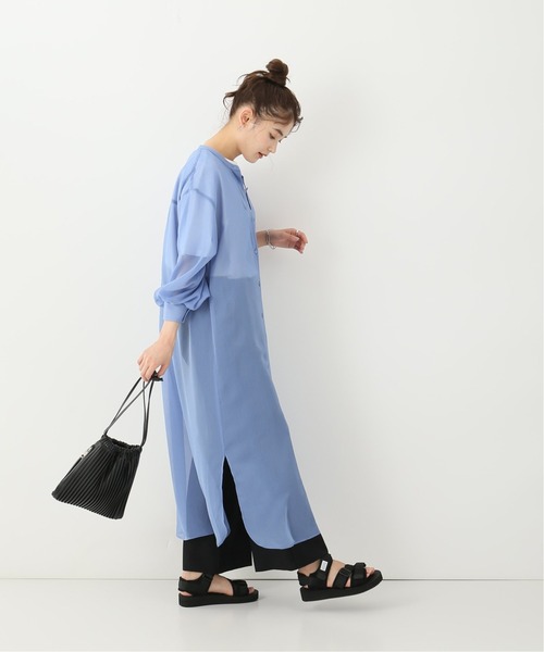 Simplicite（サンプリシテ）の「シアー楊柳ロングワンピース（シャツワンピース・レディース・ホワイト/イエロー/ブルー系その他・FREE）」の7枚目の写真