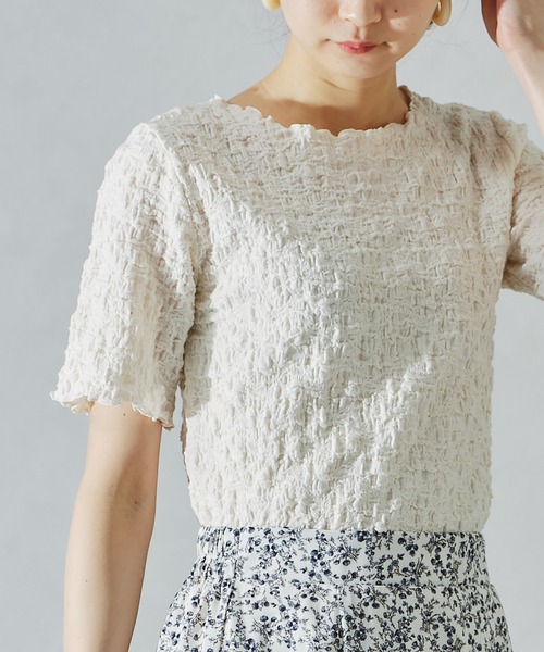 acro（アクロ）の「シャーリングカットトップス/AC1074（Tシャツ/カットソー・レディース・ブラック/グリーン/ホワイト/ピンク・ﾌﾘ-）」の6枚目の写真