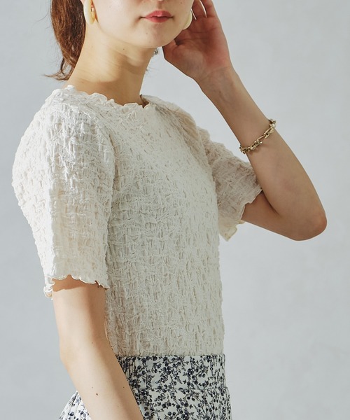 acro（アクロ）の「シャーリングカットトップス/AC1074（Tシャツ/カットソー・レディース・ブラック/グリーン/ホワイト/ピンク・ﾌﾘ-）」の7枚目の写真