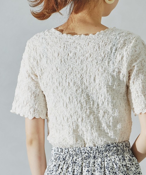 acro（アクロ）の「シャーリングカットトップス/AC1074（Tシャツ/カットソー・レディース・ブラック/グリーン/ホワイト/ピンク・ﾌﾘ-）」の11枚目の写真