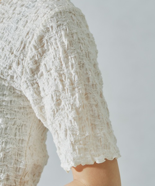 acro（アクロ）の「シャーリングカットトップス/AC1074（Tシャツ/カットソー・レディース・ブラック/グリーン/ホワイト/ピンク・ﾌﾘ-）」の9枚目の写真