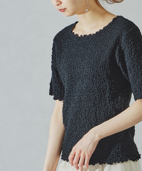 acro（アクロ）の「シャーリングカットトップス/AC1074（Tシャツ/カットソー・レディース・ブラック/グリーン/ホワイト/ピンク・ﾌﾘ-）」の17枚目の写真