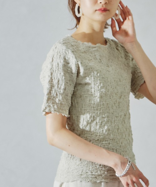 acro（アクロ）の「シャーリングカットトップス/AC1074（Tシャツ/カットソー・レディース・ブラック/グリーン/ホワイト/ピンク・ﾌﾘ-）」の20枚目の写真