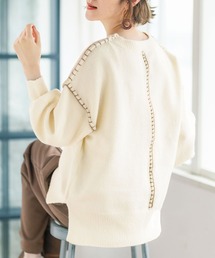 ハンドステッチクルーネックニット