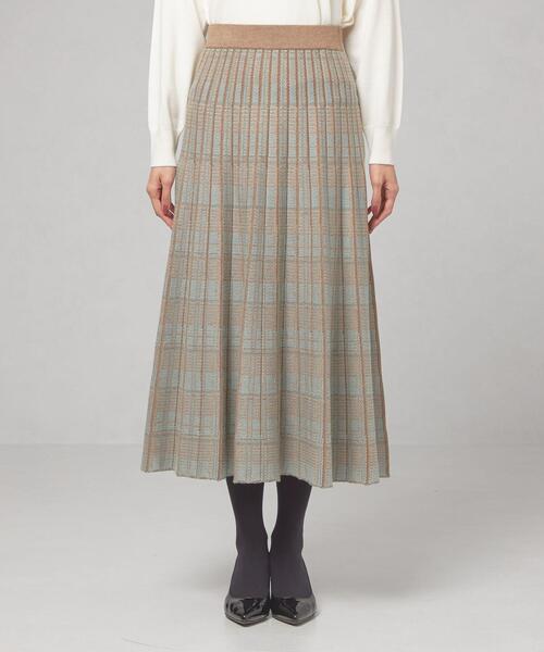 ＜TORRAZZO DONNA（トラッゾドンナ）＞チェック リバーシブル プリーツ ニットスカート