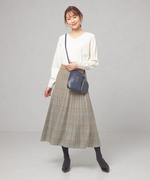 ＜TORRAZZO DONNA（トラッゾドンナ）＞チェック リバーシブル プリーツ ニットスカート