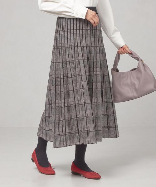＜TORRAZZO DONNA（トラッゾドンナ）＞チェック リバーシブル プリーツ ニットスカート