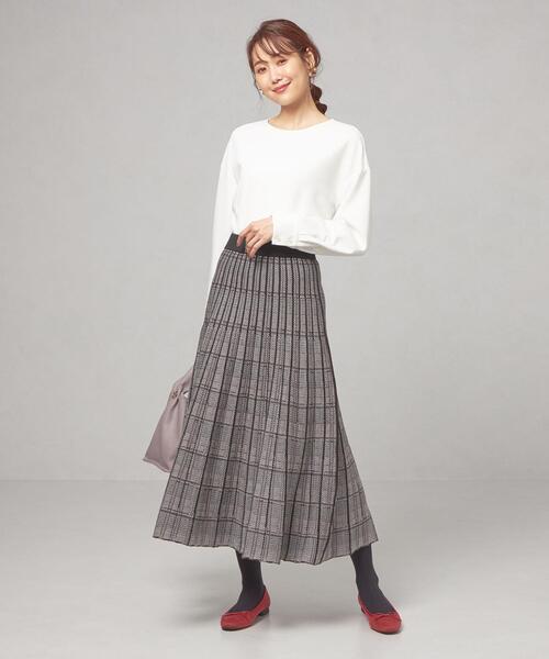 ＜TORRAZZO DONNA（トラッゾドンナ）＞チェック リバーシブル プリーツ ニットスカート