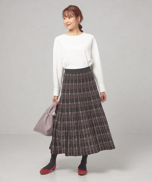 ＜TORRAZZO DONNA（トラッゾドンナ）＞チェック リバーシブル プリーツ ニットスカート