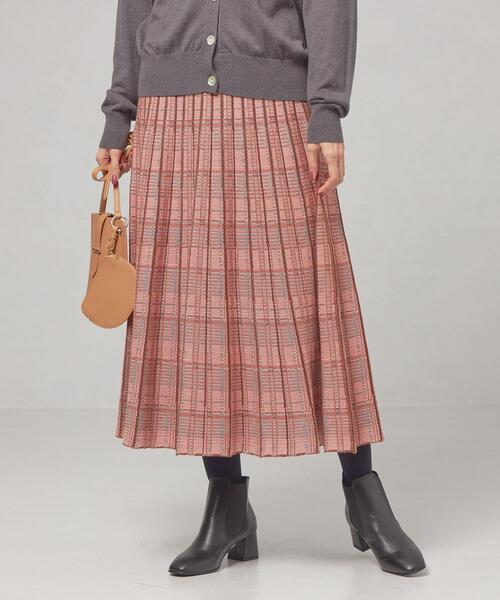 ＜TORRAZZO DONNA（トラッゾドンナ）＞チェック リバーシブル プリーツ ニットスカート