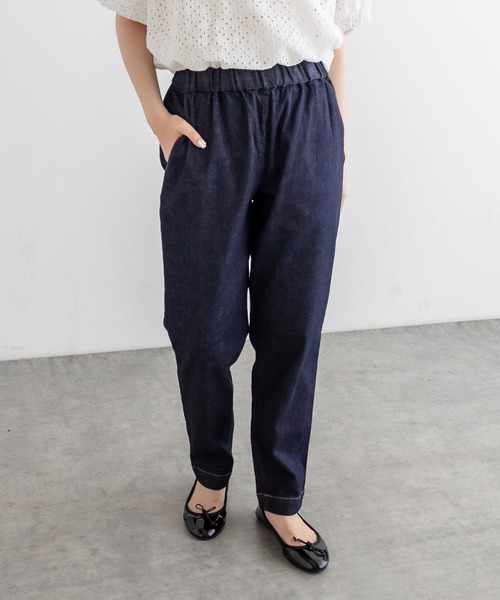 PUAL CE CIN（ピュアルセシン）の「JAPAN　MADE デニムテーパードパンツ（デニムパンツ・レディース・インディゴブルー/ブルー・FREE）」の2枚目の写真