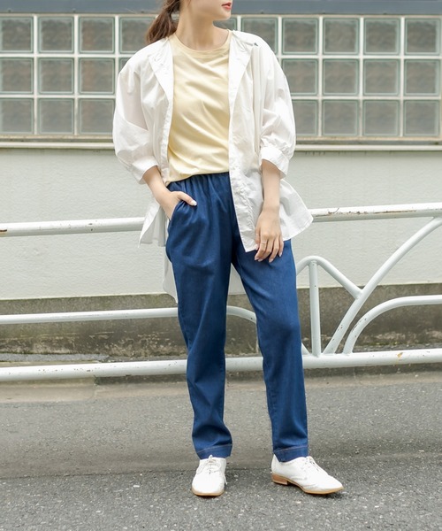 PUAL CE CIN（ピュアルセシン）の「JAPAN　MADE デニムテーパードパンツ（デニムパンツ・レディース・インディゴブルー/ブルー・FREE）」の5枚目の写真