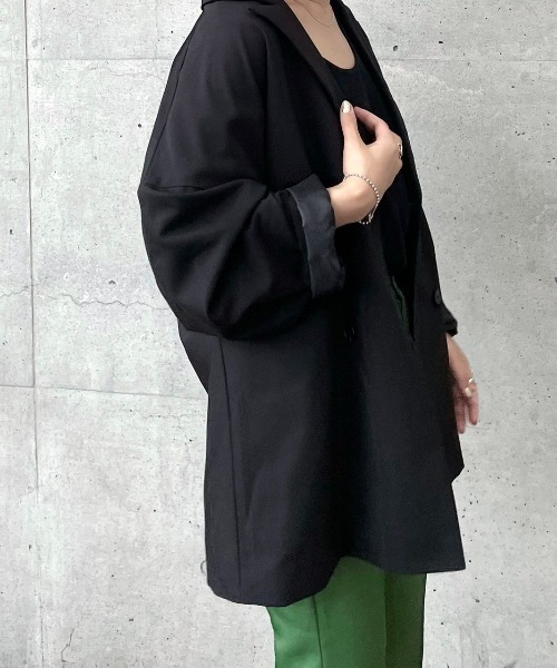 INTER FACTORY（インターファクトリー）の「ファッションインフルエンサー kally - ルーズテーラードジャケット　made in INTER FACTORY（テーラードジャケット・レディース・ブラック/ブラウン・FREE）」の16枚目の写真