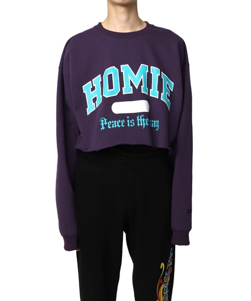 MYne(マイン)の「【MYne】 "HOMIE" プリンテッドショートプルオーバー/"HOMIE" Printed Short Pullover(スウェット・メンズ・ブラック/パープル/ボルドー・M/L)」の3枚目の写真