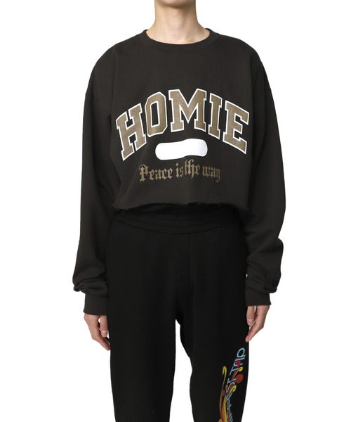 MYne(マイン)の「【MYne】 "HOMIE" プリンテッドショートプルオーバー/"HOMIE" Printed Short Pullover(スウェット・メンズ・ブラック/パープル/ボルドー・M/L)」の2枚目の写真