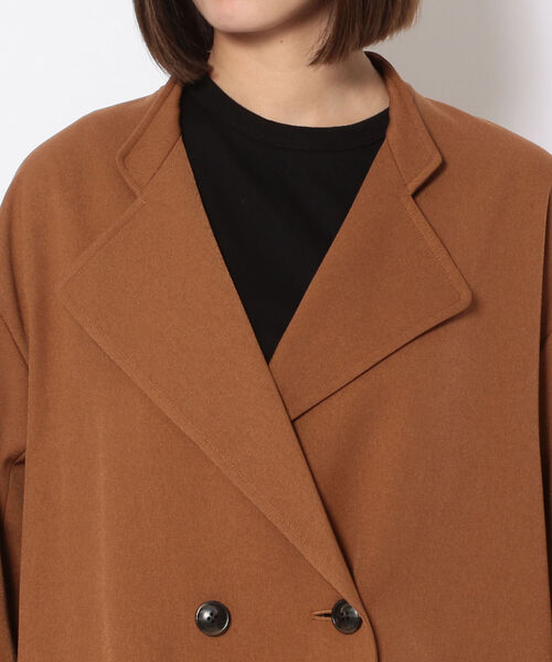 Munich（ミューニック）の「Munich(ミューニック)ウーリッシュウォームツイル　ラウンドヘムライトコート（ステンカラーコート・レディース・ブラック/ブラウン・SMALL）」の6枚目の写真