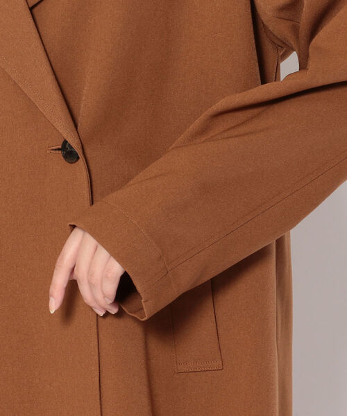 Munich（ミューニック）の「Munich(ミューニック)ウーリッシュウォームツイル　ラウンドヘムライトコート（ステンカラーコート・レディース・ブラック/ブラウン・SMALL）」の7枚目の写真