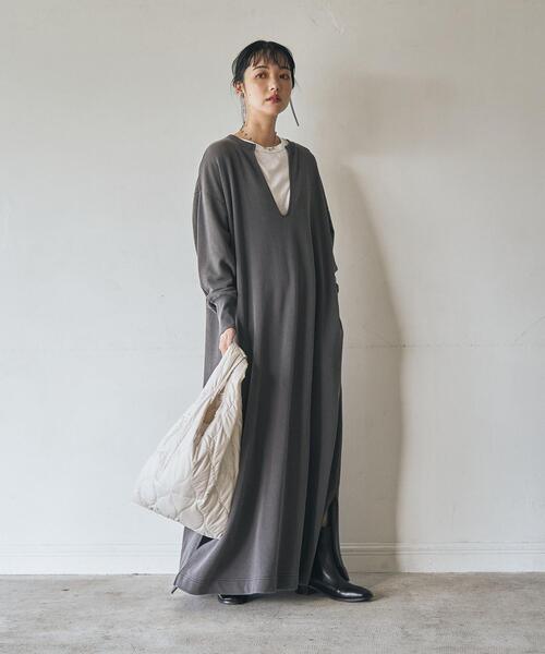 coen(コーエン)の「ピグメント裏毛スウェットワンピース(ワンピース・レディース・ダークグレー/パープル・LARGE/MEDIUM)」の4枚目の写真