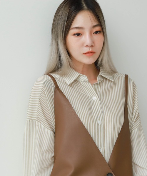 UNE MANSION（ユヌマンション）の「[UNEORIGINAL]アンバランスレイヤードビスチェ（ベスト・レディース・ブラック/ブラウン/モカ/グレー・FREE）」の16枚目の写真