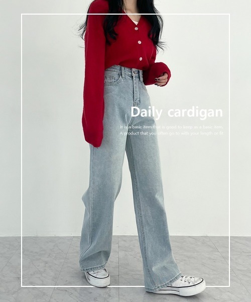 BEIDELLI（ベイデリー）の「[BELLIDE MADE] デイリーVネックニットカーディガン（カーディガン/ボレロ・レディース・アイボリー/ブラック/ベージュ/スカイブルー/イエロー/ピンク/レッド・FREE）」の12枚目の写真