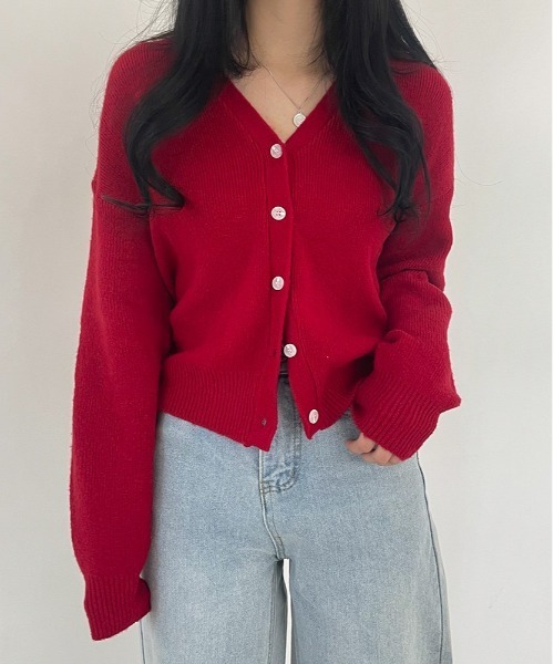 BEIDELLI（ベイデリー）の「[BELLIDE MADE] デイリーVネックニットカーディガン（カーディガン/ボレロ・レディース・アイボリー/ブラック/ベージュ/スカイブルー/イエロー/ピンク/レッド・FREE）」の22枚目の写真