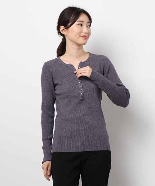 FRP（エフアールピー）の「ボタンプルオーバー・ニットセーター・長袖（ニット/セーター・レディース・パープル/ブラウン/グリーン/ブラック/ベージュ・FREE）」の5枚目の写真