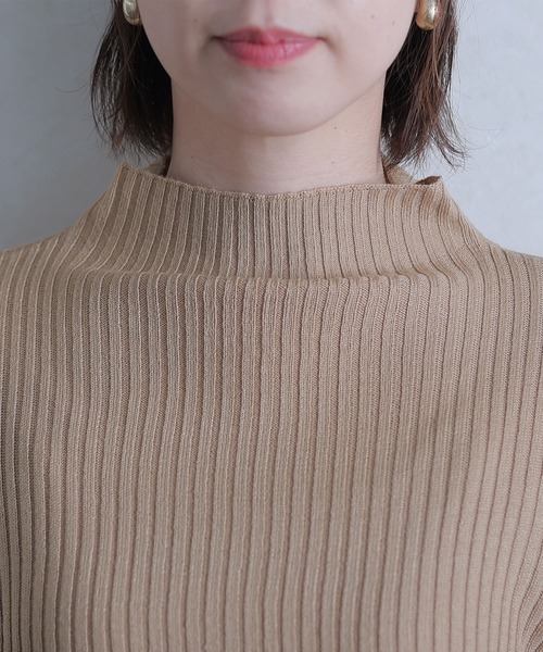 ElegChic(エレグシック)の「リブニットボトルネックトップス(ニット/セーター・レディース・ブラック/オフホワイト/ベージュ・MEDIUM/X-LARGE/XXX-LARGE)」の13枚目の写真