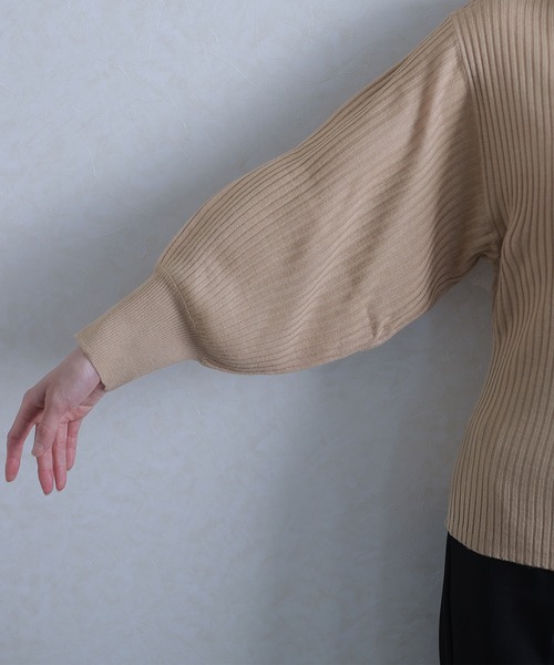 ElegChic(エレグシック)の「リブニットボトルネックトップス(ニット/セーター・レディース・ブラック/オフホワイト/ベージュ・MEDIUM/X-LARGE/XXX-LARGE)」の9枚目の写真