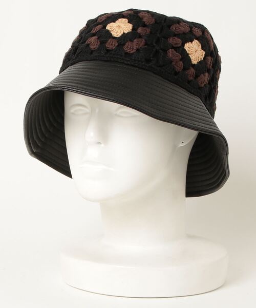 Casselini（キャセリーニ）の「Casselini(キャセリーニ)クロシェバケットハット（ハット・レディース・ブラック/アイボリー・ONE SIZE）」の2枚目の写真