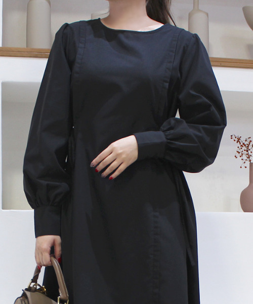 MODE ROBE(モードローブ)の「サイドリボンワンピース(ワンピース・レディース・ブラック/ブラウン・FREE)」の9枚目の写真