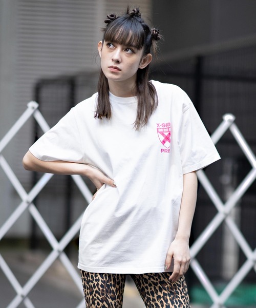 X-girl（エックスガール）の「PREP S/S TEE（Tシャツ/カットソー・レディース・ホワイト/チャコール/ライトグリーン・S/M/L/XL）」の13枚目の写真