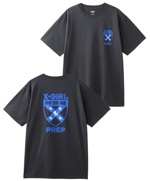 X-girl（エックスガール）の「PREP S/S TEE（Tシャツ/カットソー・レディース・ホワイト/チャコール/ライトグリーン・S/M/L/XL）」の6枚目の写真