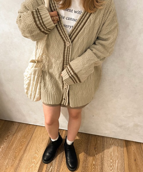 apres jour clair(アプレジュールクレア)の「【apres jour clair】ラインカーディガン(カーディガン/ボレロ・レディース・ベージュ/アイボリー/ブラウン系その他・X-LARGE/フリー)」の21枚目の写真