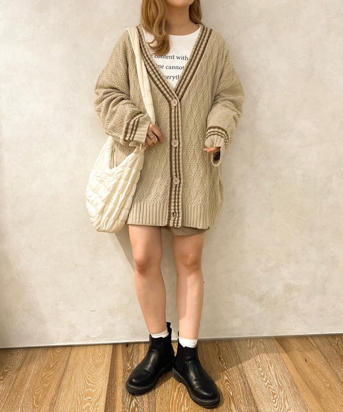 apres jour clair(アプレジュールクレア)の「【apres jour clair】ラインカーディガン(カーディガン/ボレロ・レディース・ベージュ/アイボリー/ブラウン系その他・X-LARGE/フリー)」の15枚目の写真