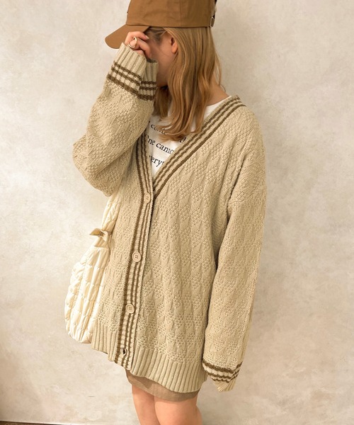 apres jour clair(アプレジュールクレア)の「【apres jour clair】ラインカーディガン(カーディガン/ボレロ・レディース・ベージュ/アイボリー/ブラウン系その他・X-LARGE/フリー)」の12枚目の写真