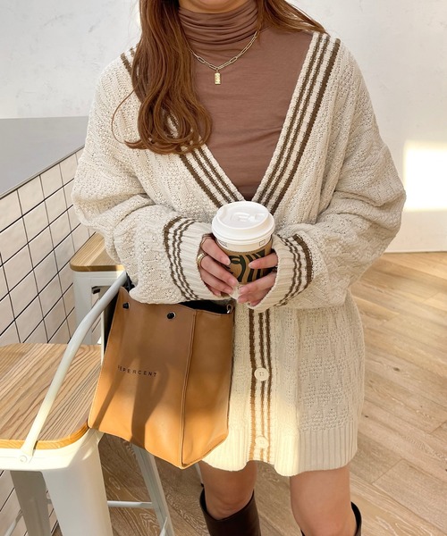 apres jour clair(アプレジュールクレア)の「【apres jour clair】ラインカーディガン(カーディガン/ボレロ・レディース・ベージュ/アイボリー/ブラウン系その他・X-LARGE/フリー)」の10枚目の写真