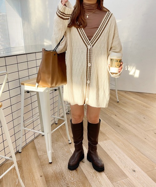 apres jour clair(アプレジュールクレア)の「【apres jour clair】ラインカーディガン(カーディガン/ボレロ・レディース・ベージュ/アイボリー/ブラウン系その他・X-LARGE/フリー)」の16枚目の写真