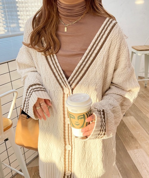 apres jour clair(アプレジュールクレア)の「【apres jour clair】ラインカーディガン(カーディガン/ボレロ・レディース・ベージュ/アイボリー/ブラウン系その他・X-LARGE/フリー)」の19枚目の写真