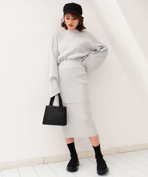 SPIRALGIRL（スパイラルガール）の「manywayニットセットアップ（ワンピース・レディース・ライトグレー/ブラック/グリーン・FREE）」の9枚目の写真