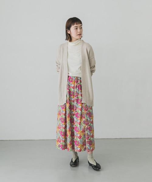 希少⭐️かぐれ リバティプリント スカート イージー 花柄 ロング グリーン系 希少⭐️かぐれ リバティプリント スカート イージー 花柄