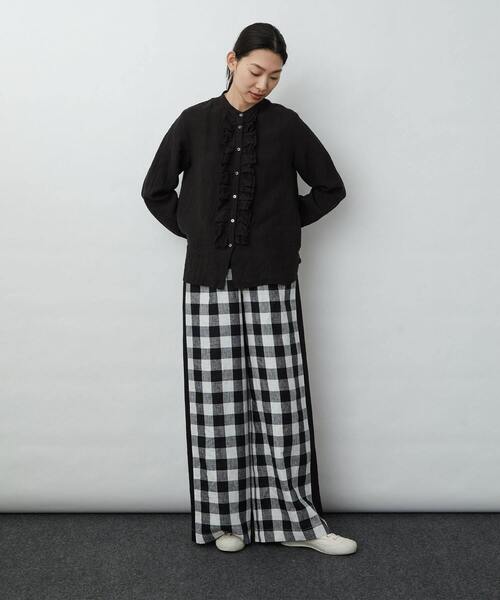 LOISIR（ロワズィール）の「グランジリネンスタンドカラーフリルシャツ 